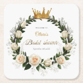 Thank You White Roses & Baby's Breath スクエアペーパーコースター (正面)