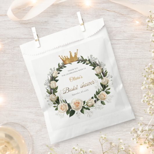 Thank You White Roses & Baby's Breath フェイバーバッグ (クリップ留めされた状態)