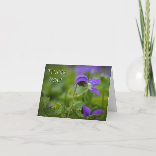 “Thank You!” Wild Violet Note Folded Greeting Card カード (正面)