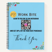 Thank You Wildflower ビジネス Instagram QRコード ノートブック (正面)
