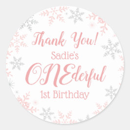 Thank You Winter ONEderland Pink Silver雪 ラウンドシール