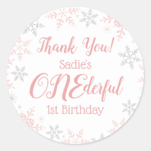 Thank You Winter ONEderland Pink Silver雪 ラウンドシール