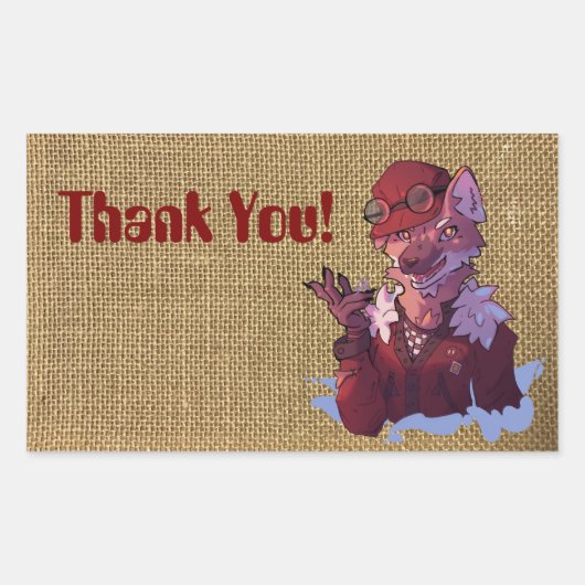 Thank you wolf 長方形シール (正面)