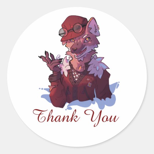 Thank you, wolf sticker ラウンドシール (正面)