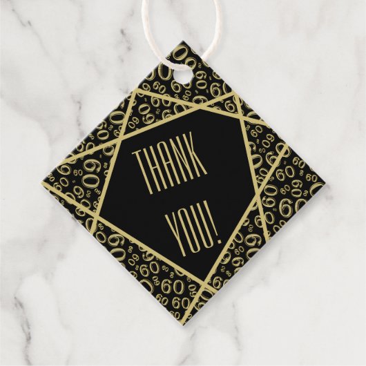 Thank You Wonky Lines 60 Number Pattern金ゴールド/Black フェイバータグ (正面)