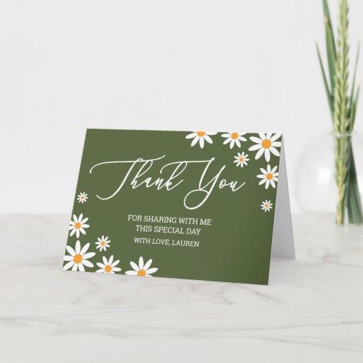 Thank yoy card boho Daisy green サンキューカード (正面)
