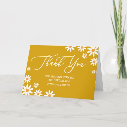 Thank yoy card boho Daisy mustard サンキューカード (正面)