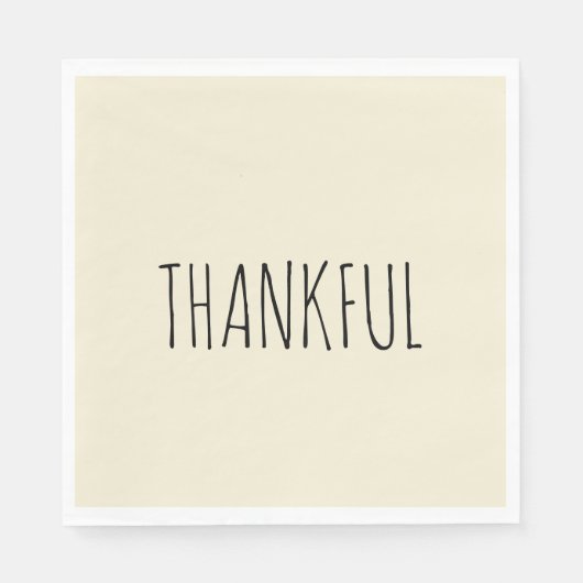 THANKFULクリーム&ブラック感謝祭ディナー スタンダードランチョンナプキン (正面)