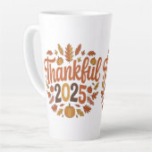 Thankful 2025 Autumn Pumpkin Thanksgiving Mug カフェラテマグ (左アングル)