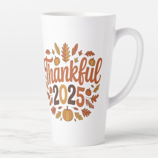 Thankful 2025 Autumn Pumpkin Thanksgiving Mug カフェラテマグ (右)
