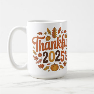 Thankful 2025 Autumn Pumpkin Thanksgiving Mug コーヒーマグカップ
