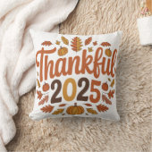 Thankful 2025 Autumn Thanksgiving Pumpkin Home クッション (ブランケット)