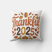 Thankful 2025 Autumn Thanksgiving Pumpkin Home クッション (裏面)