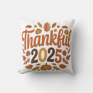 Thankful 2025 Autumn Thanksgiving Pumpkin Home クッション
