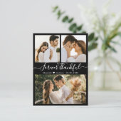 Thankful 3 Photo Collage'結婚s Thank You ポストカード (スタンド正面)