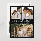 Thankful 3 Photo Collage'結婚s Thank You ポストカード (正面/裏面)