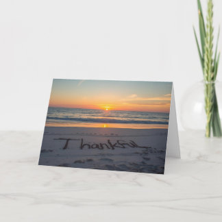 🌅 Thankful at Sunset – Beach Thanksgiving Card カード