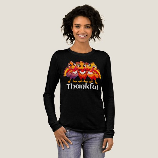 Thankful baby turkey funny cartoon  トライブレンドＴシャツ (正面全体)