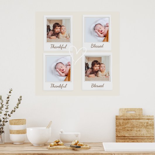 Thankful & Blessed Polaroid Photo | Custom Gift ポスター (キッチン)