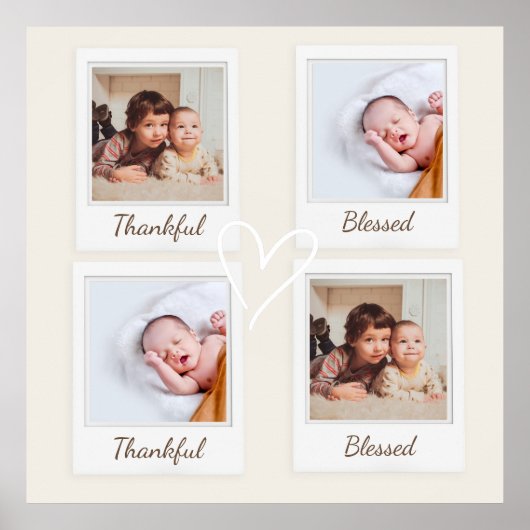 Thankful & Blessed Polaroid Photo | Custom Gift ポスター (正面)
