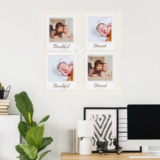 Thankful & Blessed Polaroid Photo | Custom Gift ポスター (ホームオフィス)