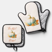 Thankful & Blessed Pumpkin Oven Mitt & Pot Holders 鍋つかみ&鍋敷きセット (正面/裏面)