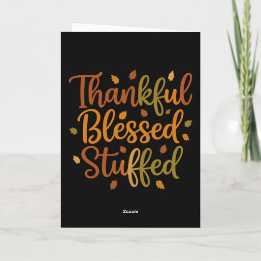 Thankful Blessed Stuffed Thanksgiving Card カード (裏面)