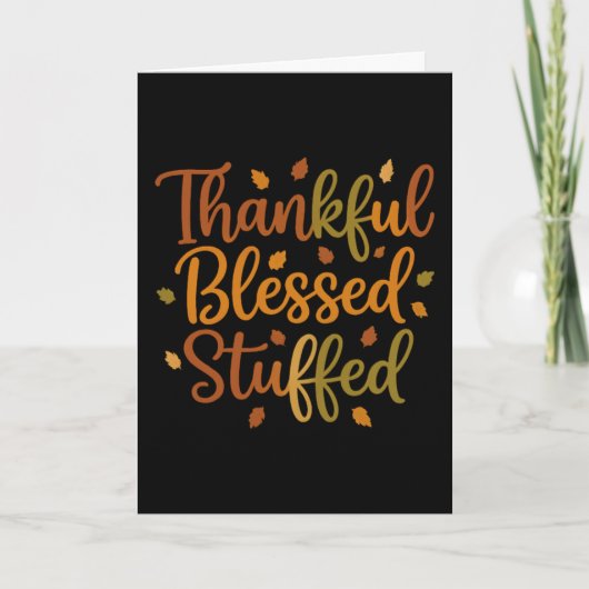 Thankful Blessed Stuffed Thanksgiving Card カード (正面)