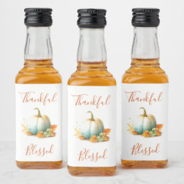 Thankful & Blessed Thanksgiving Mini Liquor Labels リキュールボトルラベル