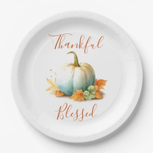 Thankful & Blessed Thanksgiving Paper Plates ペーパープレート (正面)