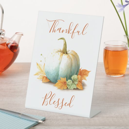 Thankful & Blessed Thanksgiving Pedestal Sign 台座サイン (インサイチュ)
