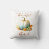 Thankful & Blessed Thanksgiving Pumpkin Pillow クッション (正面)