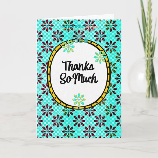 Thankful Daisies Retro Floral Thank You Card カード (正面)