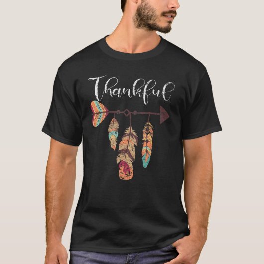 Thankful Feather & Arrow Fall  Vintage Thanksgivin Tシャツ (正面)