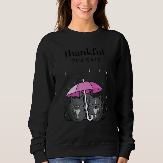 Thankful for Cats Women's Thanksgiving Tuxedo Cat  スウェットシャツ (正面)