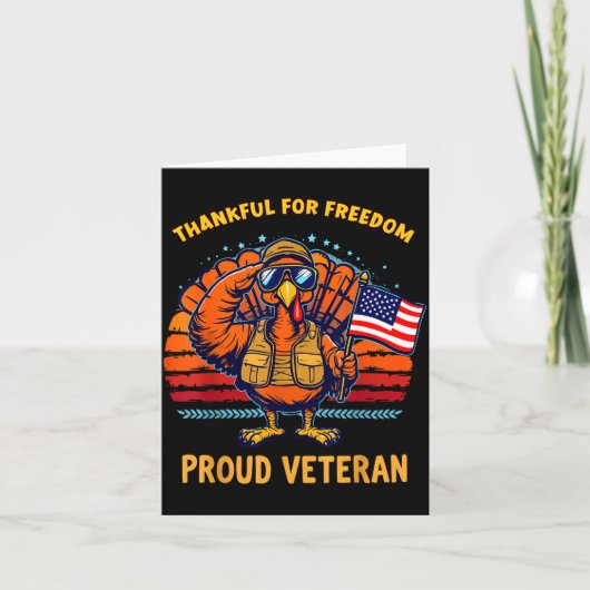 Thankful For Dom Proud Veteran Patriotic Thanksgiv カード (正面)