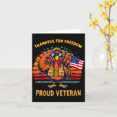 Thankful For Dom Proud Veteran Patriotic Thanksgiv カード (黄色い花)