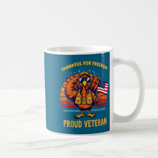 Thankful For Dom Proud Veteran Patriotic Thanksgiv コーヒーマグカップ (右)