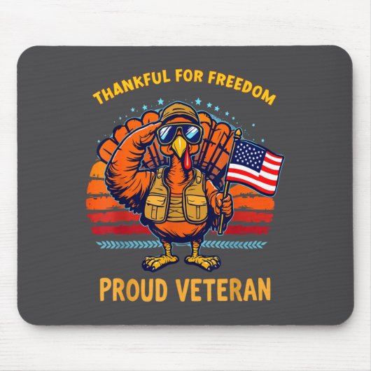 Thankful For Dom Proud Veteran Patriotic Thanksgiv マウスパッド (正面)