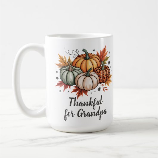 Thankful for Grandpa Thanksgiving Pumpkins コーヒーマグカップ (左)