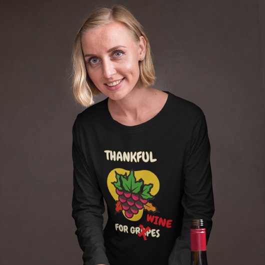 “Thankful for Grapes...Wine" Funny Thanksgiving トライブレンドＴシャツ