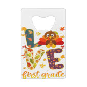 Thankful For My 1st Grade Turkeys Thanksgiving Tea クレジットカード栓抜き (裏面)