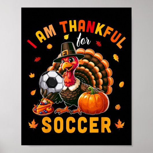 Thankful For Soccer Thanksgiving Turkey Matching P ポスター (正面)
