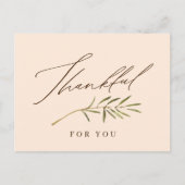 Thankful for You書道と葉感謝祭 シーズンポストカード (正面)