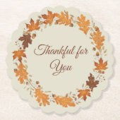 Thankful for You Fall Thank You Cards ペーパーコースター (正面)