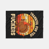 Thankful For You Forers Thanksgiving Happy Turkey  フリースブランケット (正面(横))