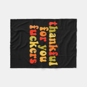 Thankful For You Forers Thanksgiving Happy Turkey  フリースブランケット (正面(横))