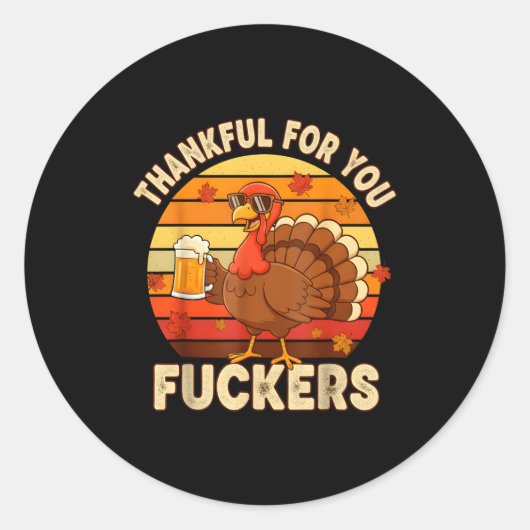 Thankful For You Forers Thanksgiving Happy Turkey  ラウンドシール (正面)