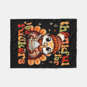 Thankful For You Forers Thanksgiving Turkey Pumpki フリースブランケット (正面(横))