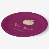 Thankful Glitter Pumpkin burgundy Thanksgiving ペーパープレート (アングル)